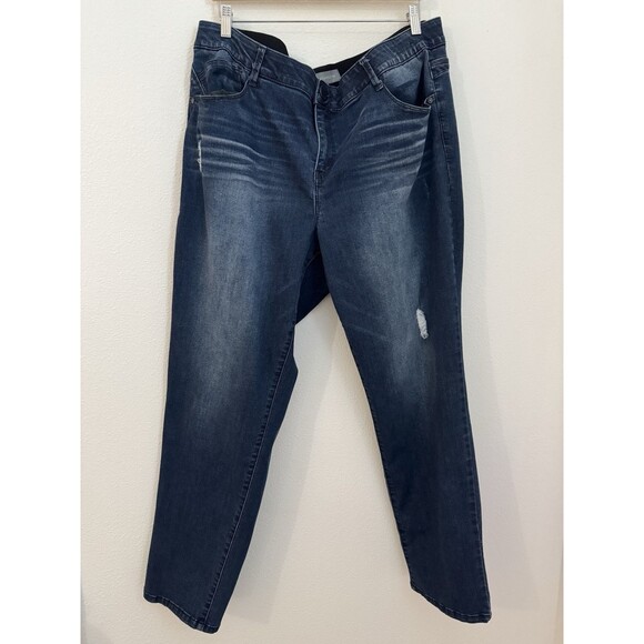 Wit And Wisdom Women’s Jeans Size 22W Stretch Distressed Blue Sliming Plus - Picture 1 of 7